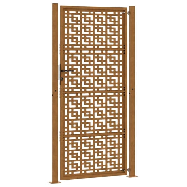 vidaXL Hageport 105x205 cm oksidert stål kryssdesign