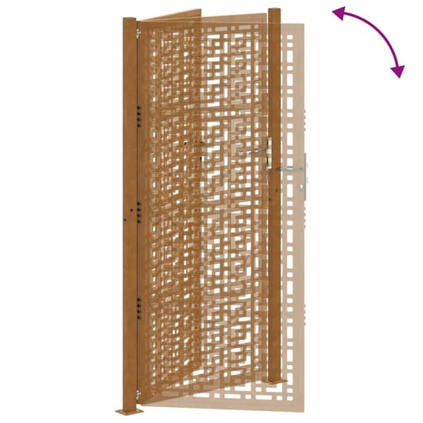 vidaXL Hageport 105x205 cm oksidert stål kryssdesign