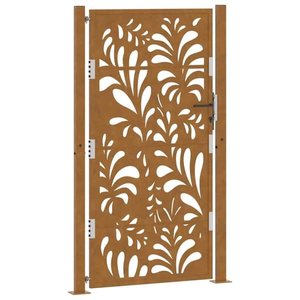 vidaXL Hageport 105x180 cm oksidert stål bølgedesign