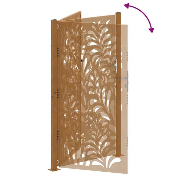 vidaXL Hageport 105x180 cm oksidert stål bølgedesign