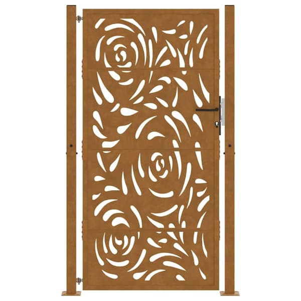 vidaXL Hageport 105x180 cm oksidert stål flammedesign