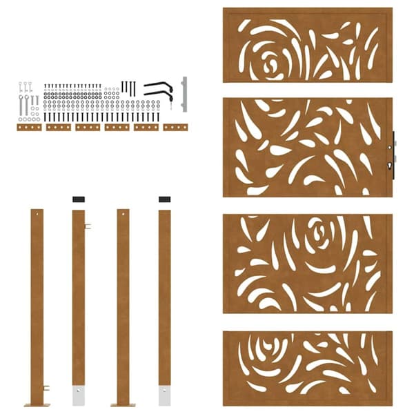 vidaXL Hageport 105x180 cm oksidert stål flammedesign