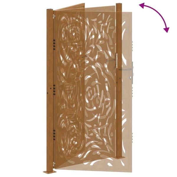 vidaXL Hageport 105x180 cm oksidert stål flammedesign