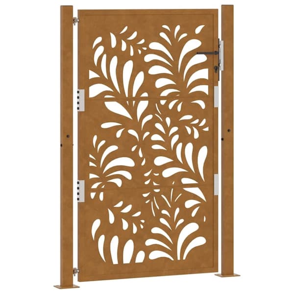 vidaXL Hageport 105x155 cm oksidert stål bølgedesign