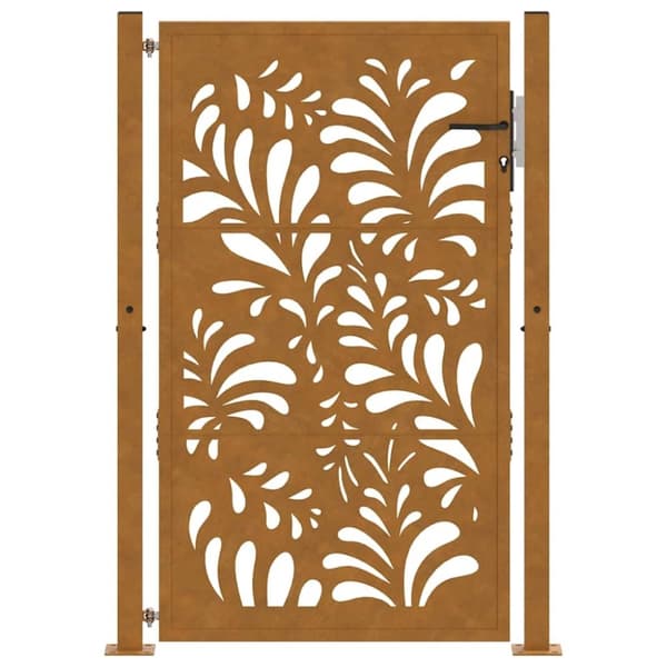 vidaXL Hageport 105x155 cm oksidert stål bølgedesign