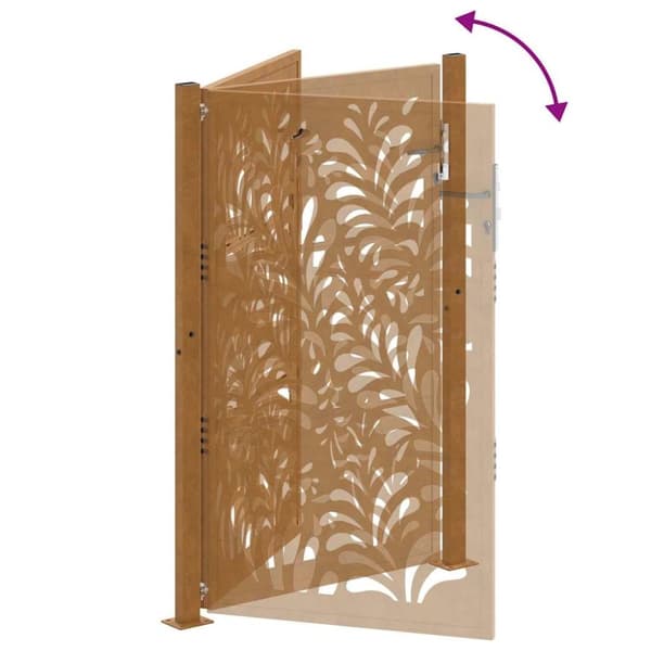 vidaXL Hageport 105x155 cm oksidert stål bølgedesign