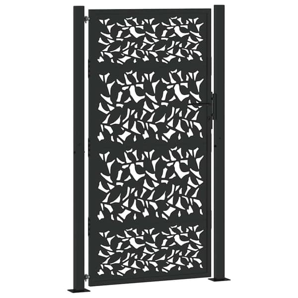 vidaXL Hageport svart 105x180 cm stål bladdesign