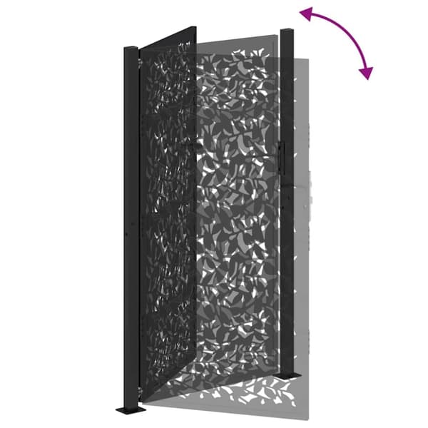 vidaXL Hageport svart 105x180 cm stål bladdesign