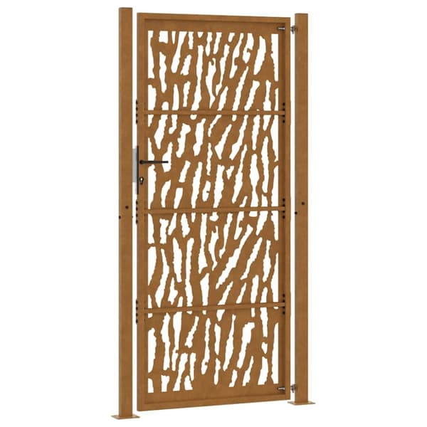 vidaXL Hageport 105x205 cm oksidert stål spordesign