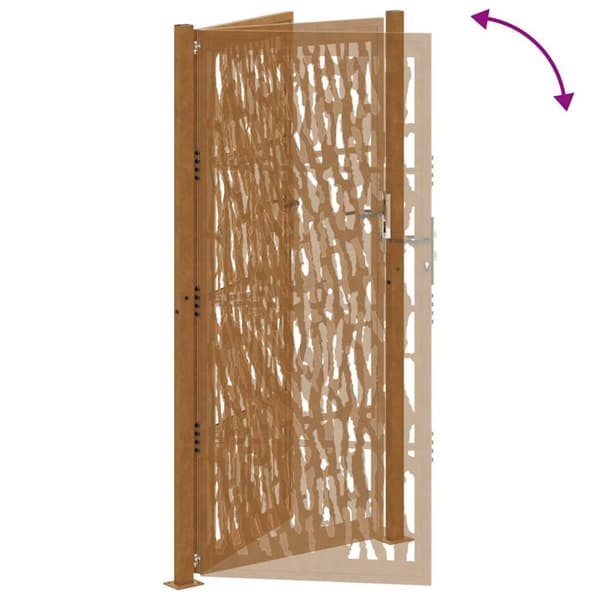 vidaXL Hageport 105x205 cm oksidert stål spordesign