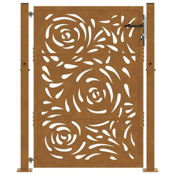 vidaXL Hageport 105x130 cm oksidert stål flammedesign