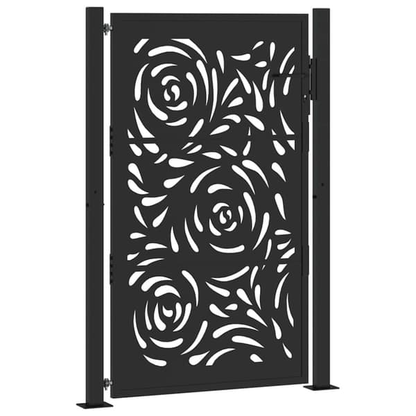 vidaXL Hageport svart 105x155 cm stål flammedesign