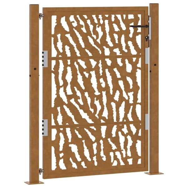 vidaXL Hageport 105x130 cm oksidert stål spordesign