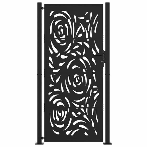 vidaXL Hageport svart 105x205 cm stål flammedesign