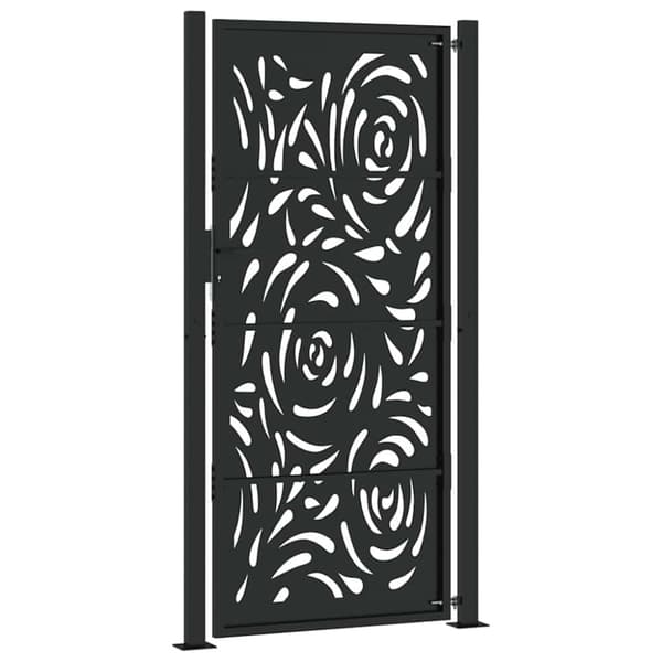 vidaXL Hageport svart 105x205 cm stål flammedesign