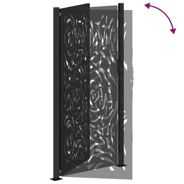 vidaXL Hageport svart 105x205 cm stål flammedesign