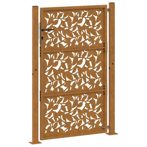 vidaXL Hageport 105x155 cm oksidert stål bladdesign