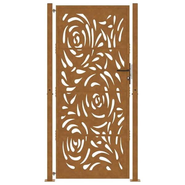 vidaXL Hageport 105x205 cm oksidert stål flammedesign