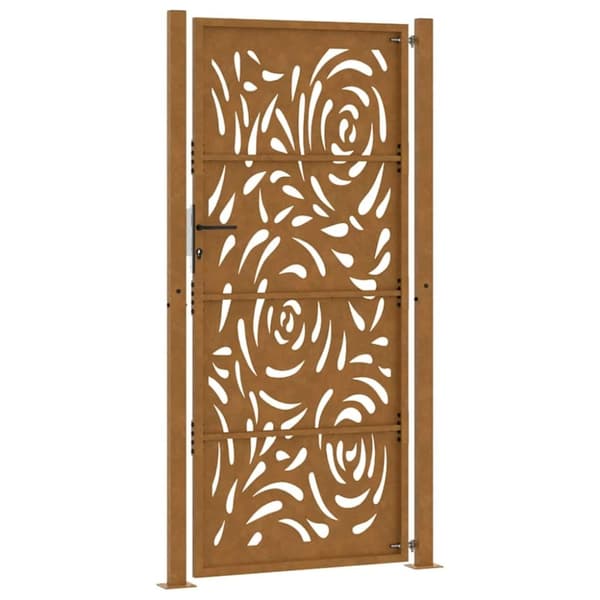 vidaXL Hageport 105x205 cm oksidert stål flammedesign