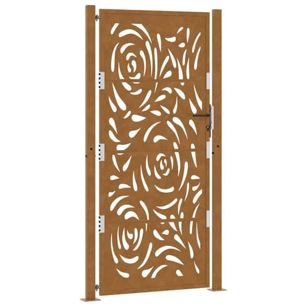 vidaXL Hageport 105x205 cm oksidert stål flammedesign