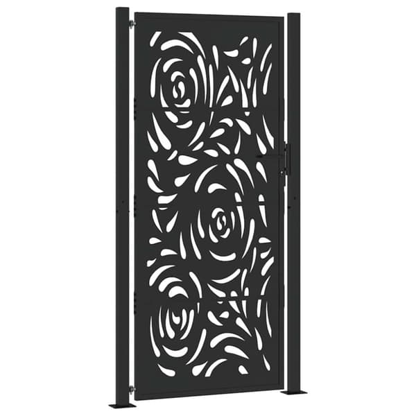 Trädgårdsgrind svart 105x205 cm stålflamma design