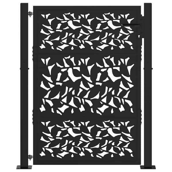 vidaXL havelåge 105x130 cm stål bladdesign sort
