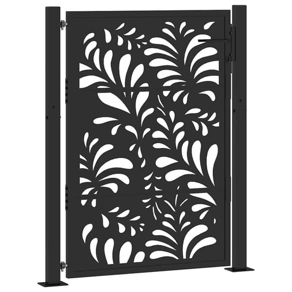 vidaXL Puutarhaportti Musta 105x130 cm Teräsaaltosuunnittelu