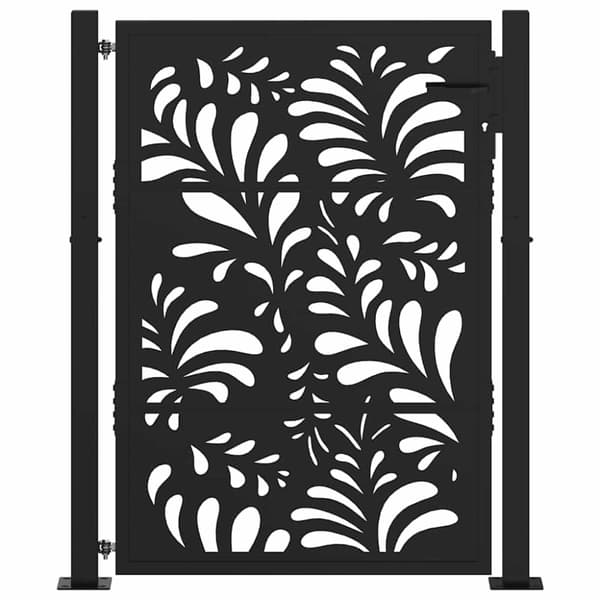 vidaXL Puutarhaportti Musta 105x130 cm Teräsaaltosuunnittelu