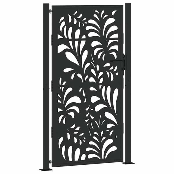 vidaXL havelåge 105x180 cm stål bølgedesign sort