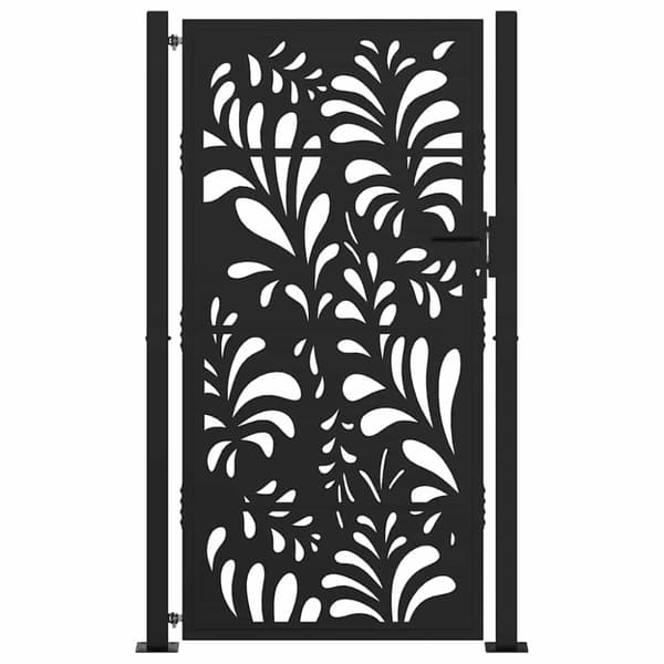 vidaXL havelåge 105x180 cm stål bølgedesign sort