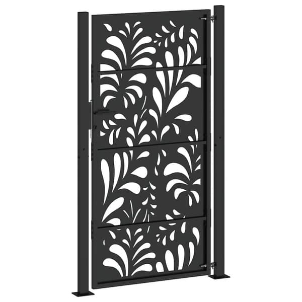 vidaXL havelåge 105x180 cm stål bølgedesign sort