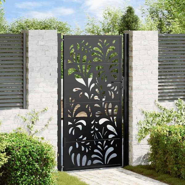 vidaXL havelåge 105x180 cm stål bølgedesign sort