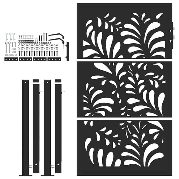 vidaXL havelåge 105x155 cm stål bølgedesign sort