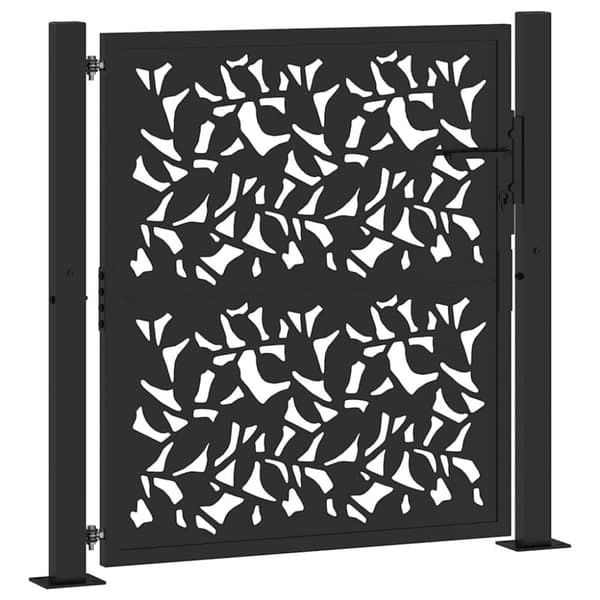 vidaXL Hageport svart 105x106 cm stål bladdesign