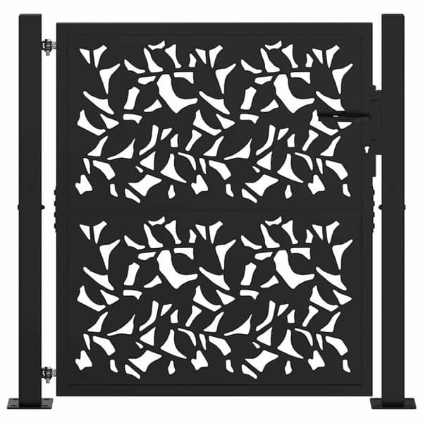 vidaXL Hageport svart 105x106 cm stål bladdesign