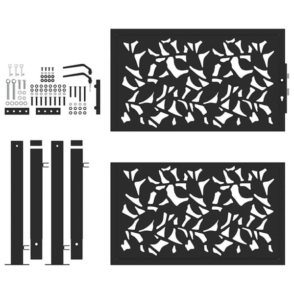 vidaXL Hageport svart 105x106 cm stål bladdesign
