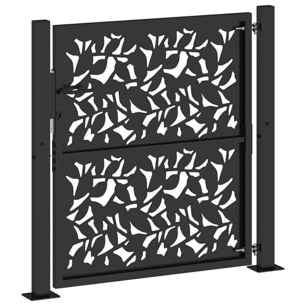 vidaXL Hageport svart 105x106 cm stål bladdesign