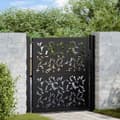 Miniatyrbilde 2 av 10: vidaXL Hageport svart 105x106 cm stål bladdesign