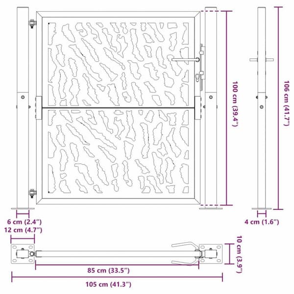 vidaXL Hageport svart 105x106 cm stål spordesign