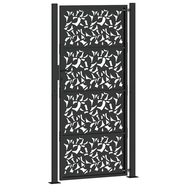 vidaXL Puutarhaportti Musta 105x205 cm Teräslehtisuunnittelu