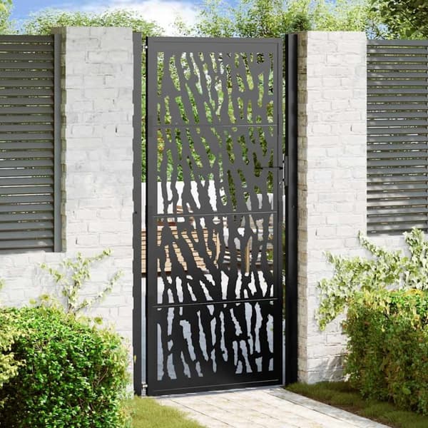 vidaXL havelåge 105x205 cm stål spor design sort
