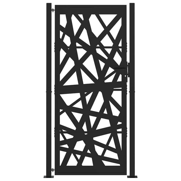 vidaXL Puutarhaportti Musta 105x205 cm Teräsvalosuunnittelu