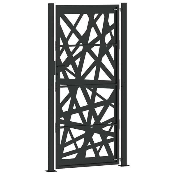 vidaXL Puutarhaportti Musta 105x205 cm Teräsvalosuunnittelu