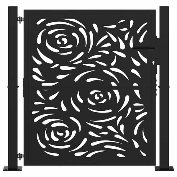 vidaXL havelåge 105x106 cm stål flamme design sort