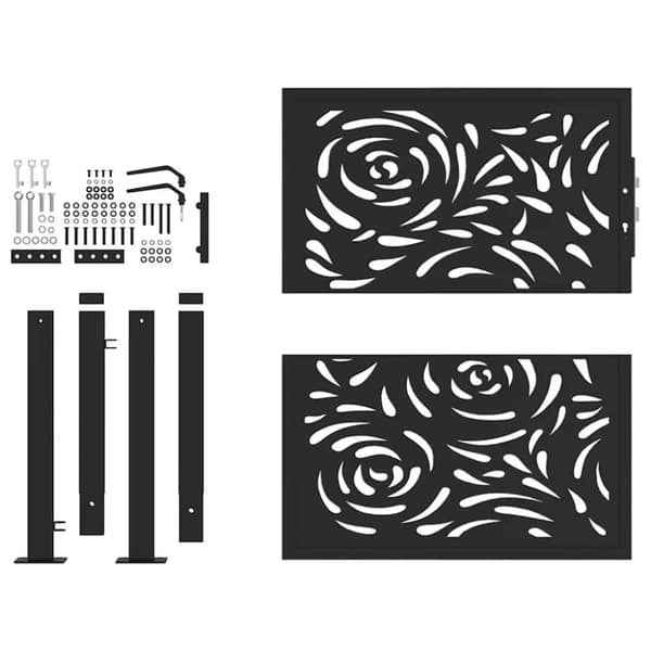 vidaXL havelåge 105x106 cm stål flamme design sort