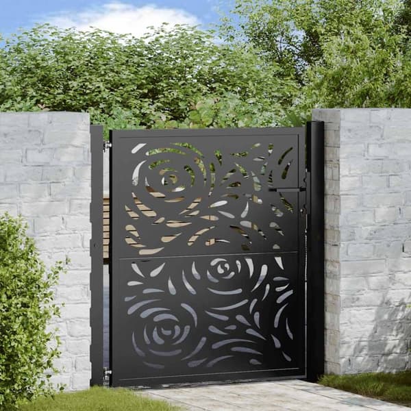 vidaXL havelåge 105x106 cm stål flamme design sort