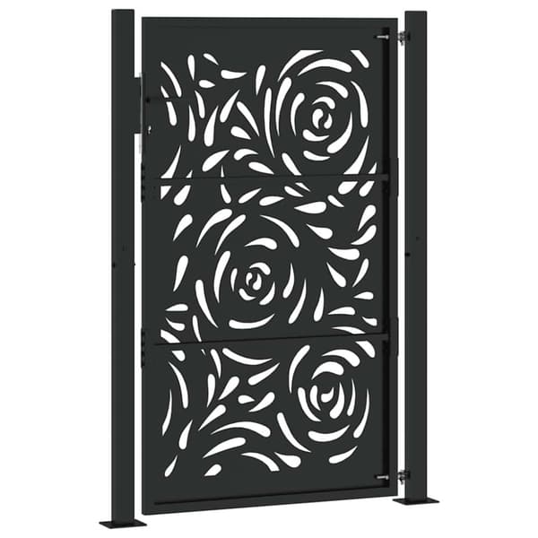 vidaXL Puutarhaportti Musta 105x155 cm Teräsliekkisuunnittelu