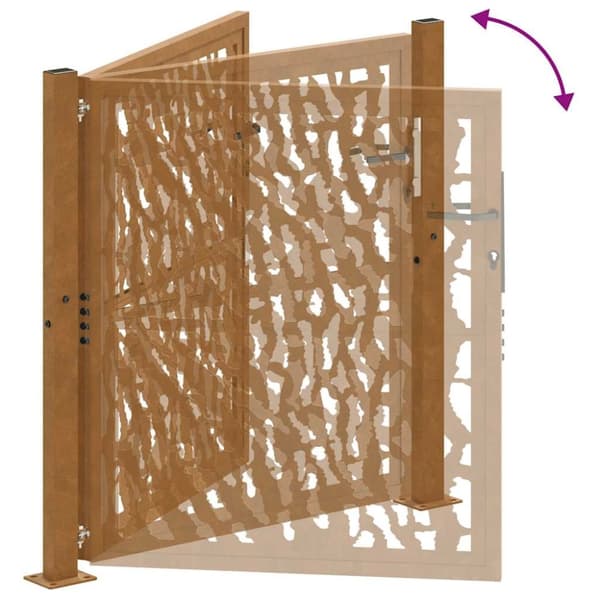 vidaXL Hageport 105x105 cm oksidert stål spordesign