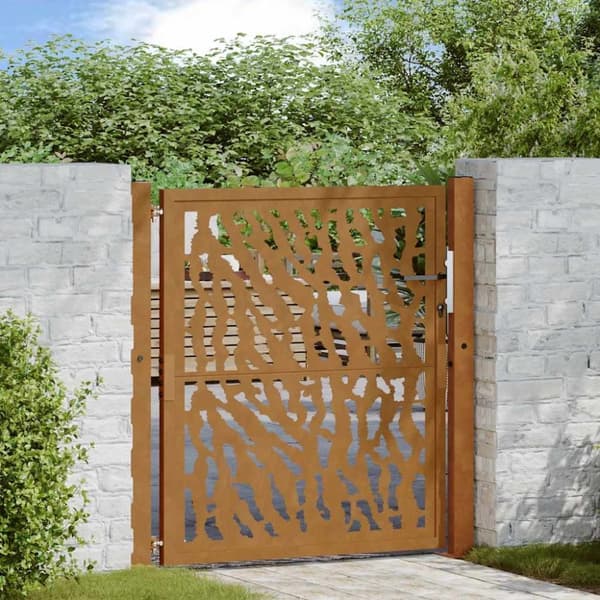 vidaXL Hageport 105x105 cm oksidert stål spordesign