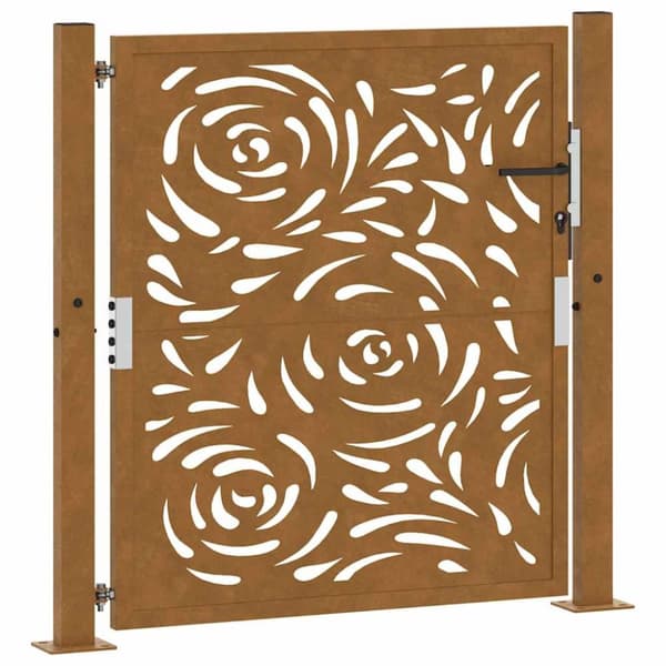 vidaXL Trädgårdsgrind 105x105 cm väderbeständigt stål flamma design